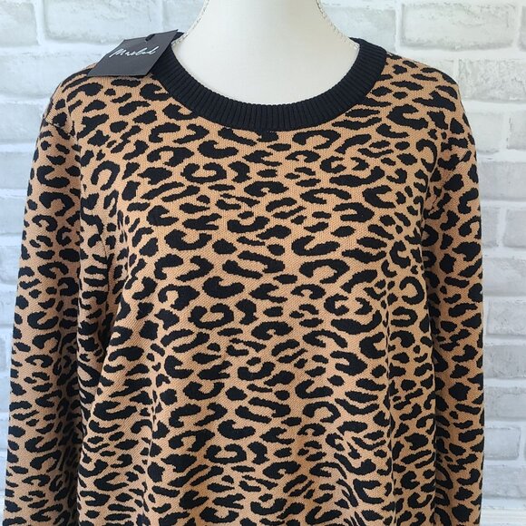 Marled Reunited Leopard Print Sweater NEW Plus 3X Long Sleeve Glam Classic - Picture 2 of 9